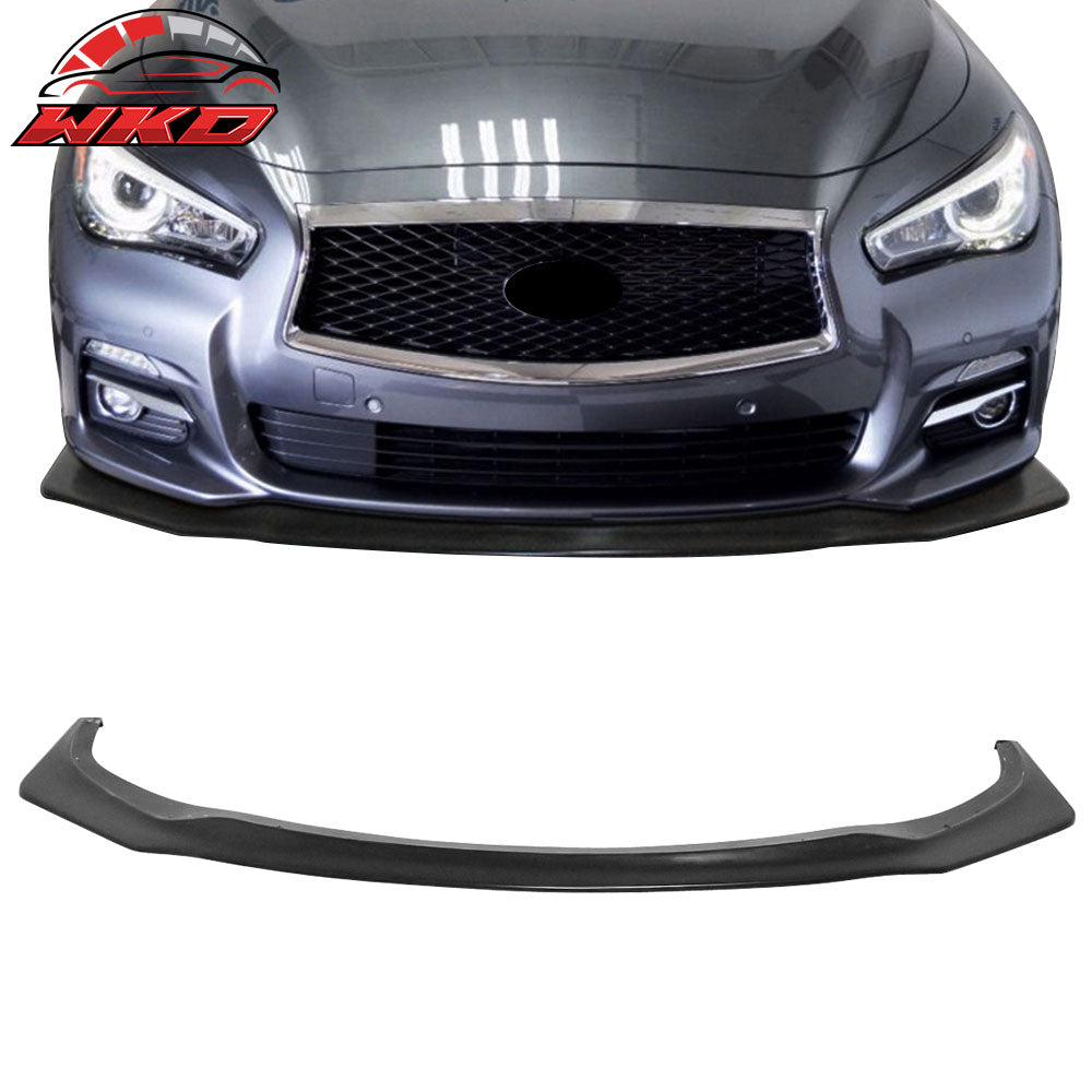 Fits 14-17 Infiniti Q50 IKON V6 Style Front Bumper Lip Spoiler Unpainted PU Kit