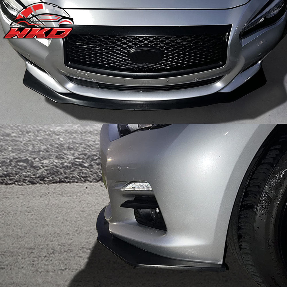 Fits 14-17 Infiniti Q50 IKON V6 Style Front Bumper Lip Spoiler Unpainted PU Kit