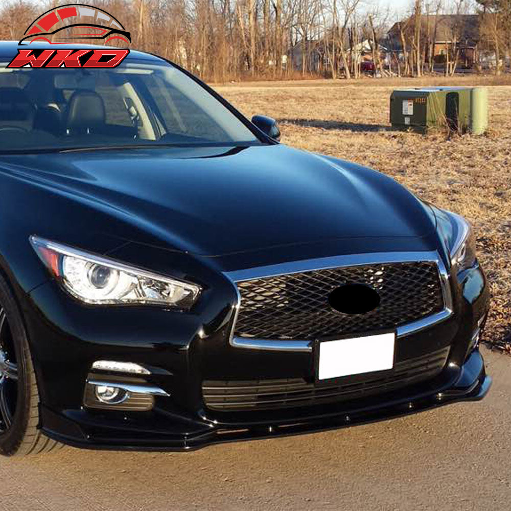 Fits 14-17 Infiniti Q50 Base Model T Style Front Bumper Lip Spoiler Unpainted PU