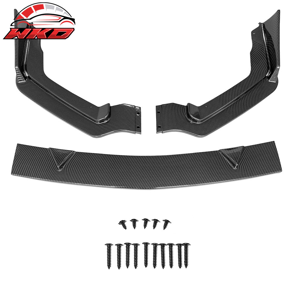 Fits 14-17 Infiniti Q50 Sport Model Only Carbon Fiber Print 3PC Front Bumper Lip