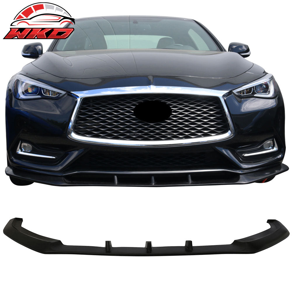 Fits 17-22 Infiniti Q60 IKON V3 Style Front Bumper Lip Spoiler Splitter Chin PU