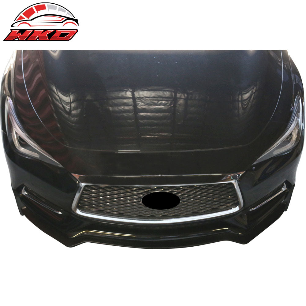 Fits 17-22 Infiniti Q60 Coupe S Style Front Bumper Lip Spoiler Unpainted PU