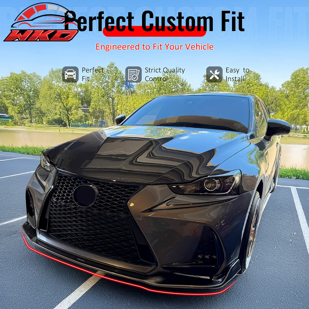 For 17-20 Lexus IS200t IS300 IS350 Artisan Style Front Bumper Lip Gloss Black PP
