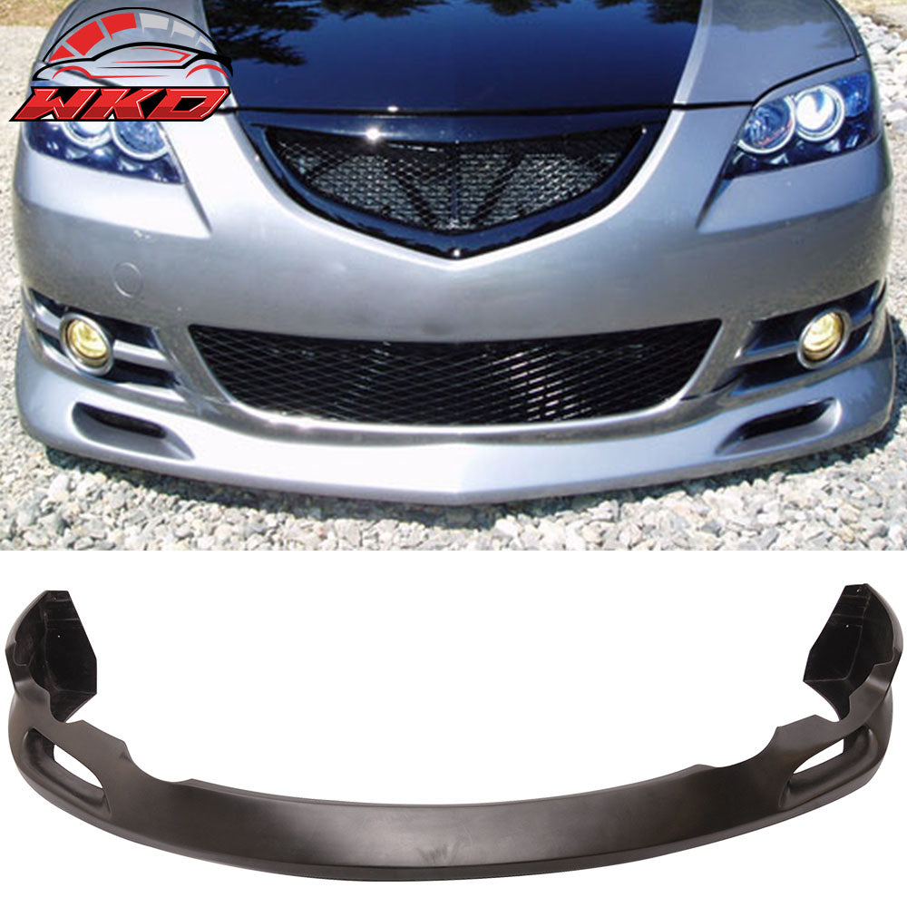 Fits 04-06 Mazda 3 S Sedan K Style Front Bumper Lip Spoiler Unpainted Black PU