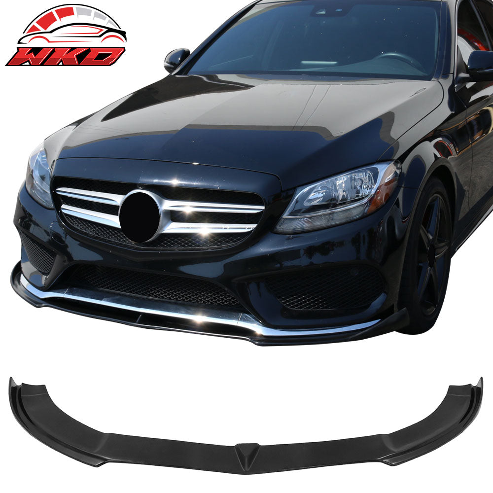 Fit 15-18 Benz W205 C-Class Sport C63 DP Style Front Bumper Lip Kit Unpainted PU