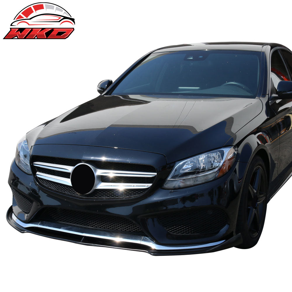 Fit 15-18 Benz W205 C-Class Sport C63 DP Style Front Bumper Lip Kit Unpainted PU