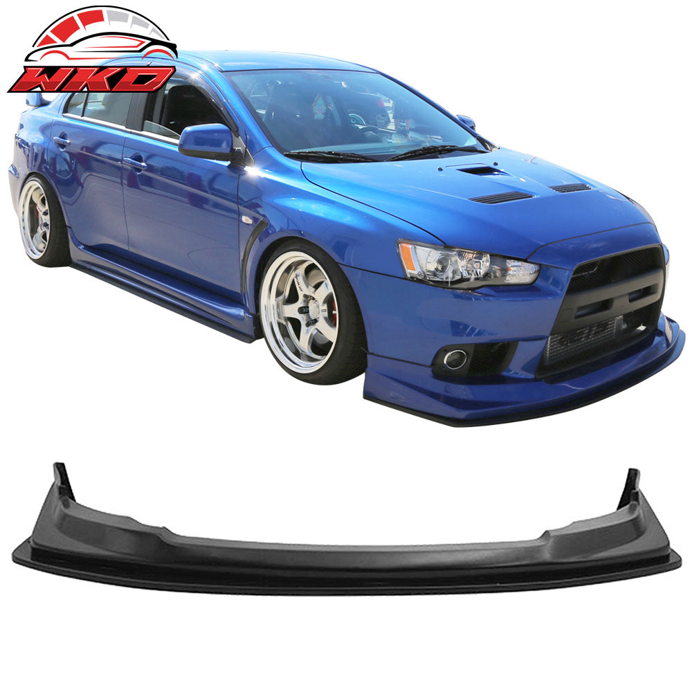 Fits 08-15 Mitsubishi Lancer Evolution X V Style Front Bumper Lip Splitter PU