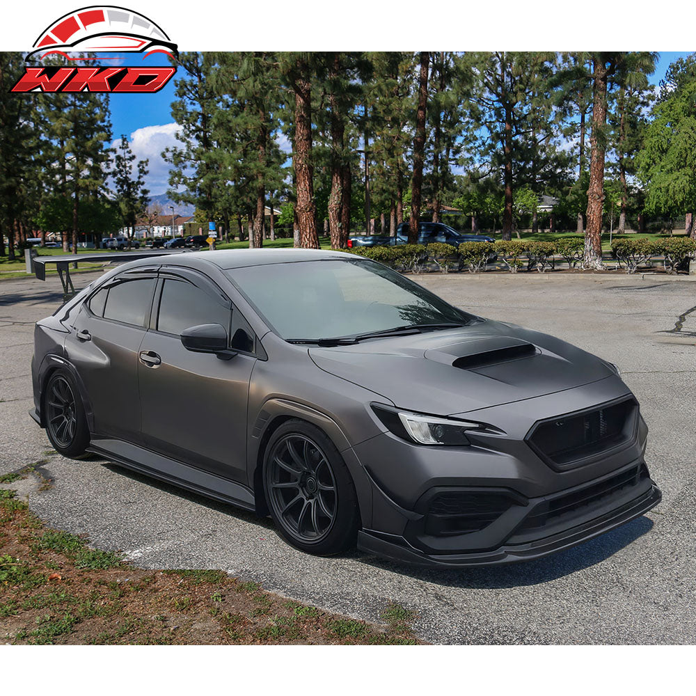 Fits 22-25 Subaru WRX CS Style Front Bumper Lip Spoiler Kit Unpainted Black PU