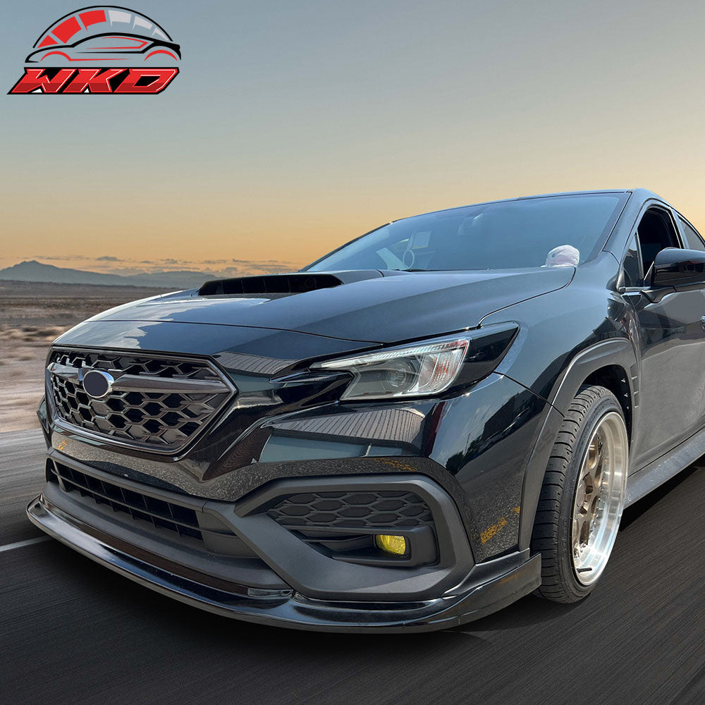 Fits 22-25 Subaru WRX CS Style Front Bumper Lip Spoiler Kit Unpainted Black PU