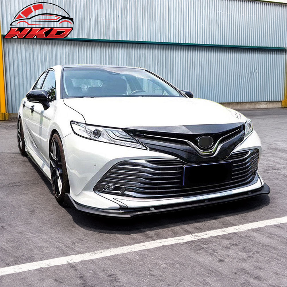 Fits 18-20 Toyota Camry V2 Style Unpainted Front Bumper Lip Spoiler 3PC Splitter