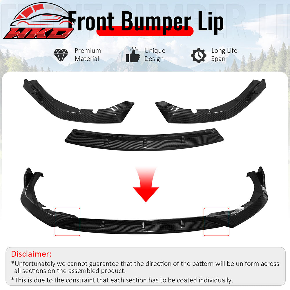 Fits 25-26 Toyota Camry SE XSE IKON V2 3PC Front Bumper Lip Carbon Fiber Print