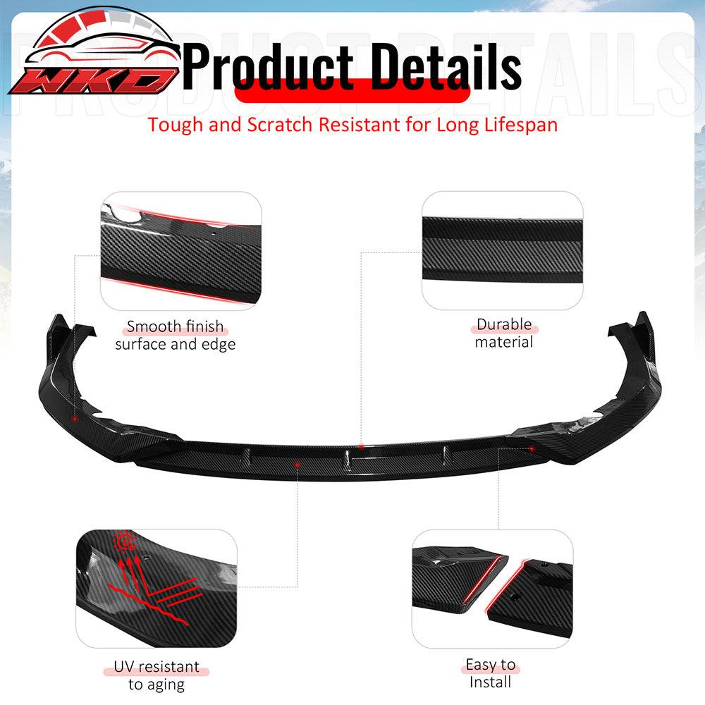 Fits 25-26 Toyota Camry SE XSE IKON V2 3PC Front Bumper Lip Carbon Fiber Print