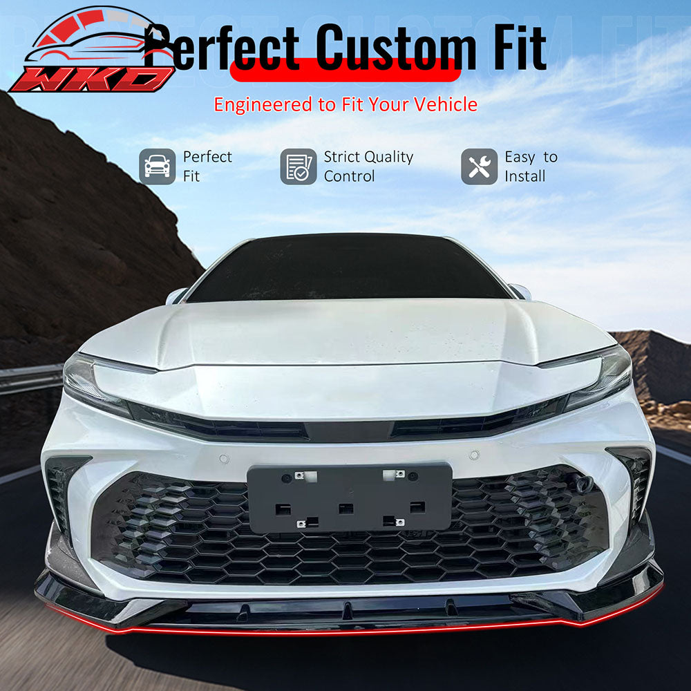 Fits 25-26 Toyota Camry SE XSE IKON V2 3PCS Front Bumper Lip Chin Gloss Black