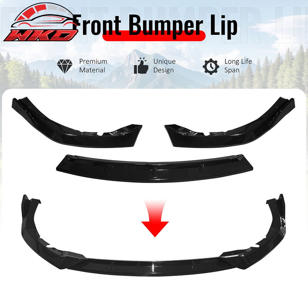 Fits 25-26 Toyota Camry SE XSE IKON V2 3PCS Front Bumper Lip Chin Gloss Black