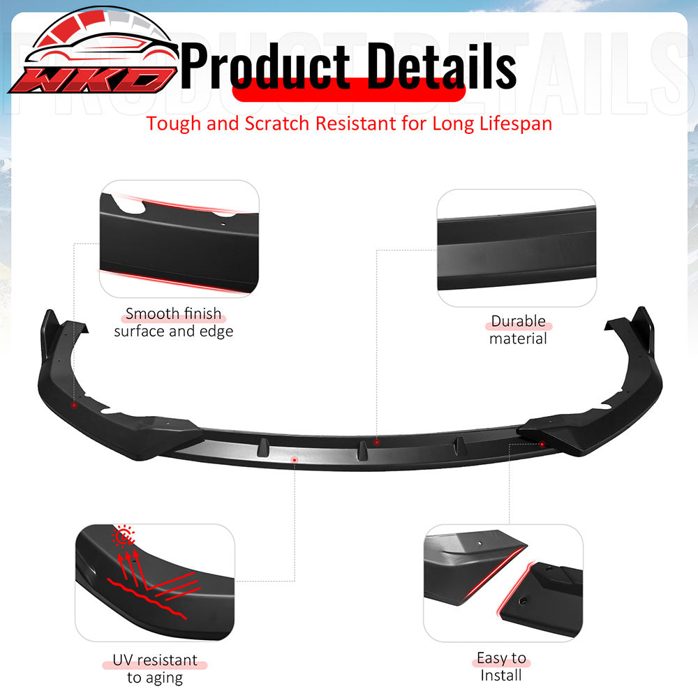 Fits 25-26 Toyota Camry SE XSE IKON V2 3PCS Front Bumper Lip Chin Matte Black