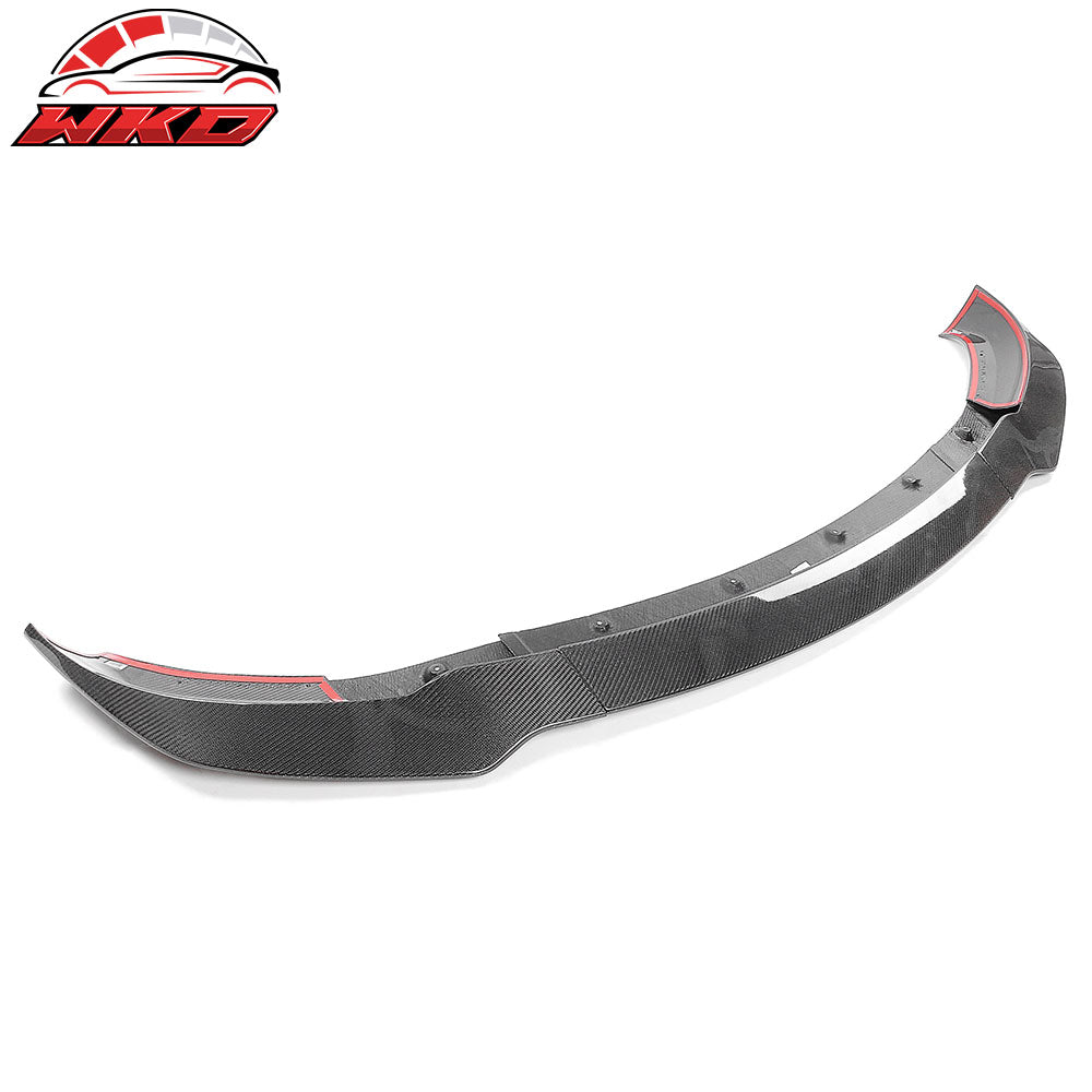 Fits 17-23 Tesla Model 3 Track Pack Gloss Black Carbon Fiber CF Front Bumper Lip