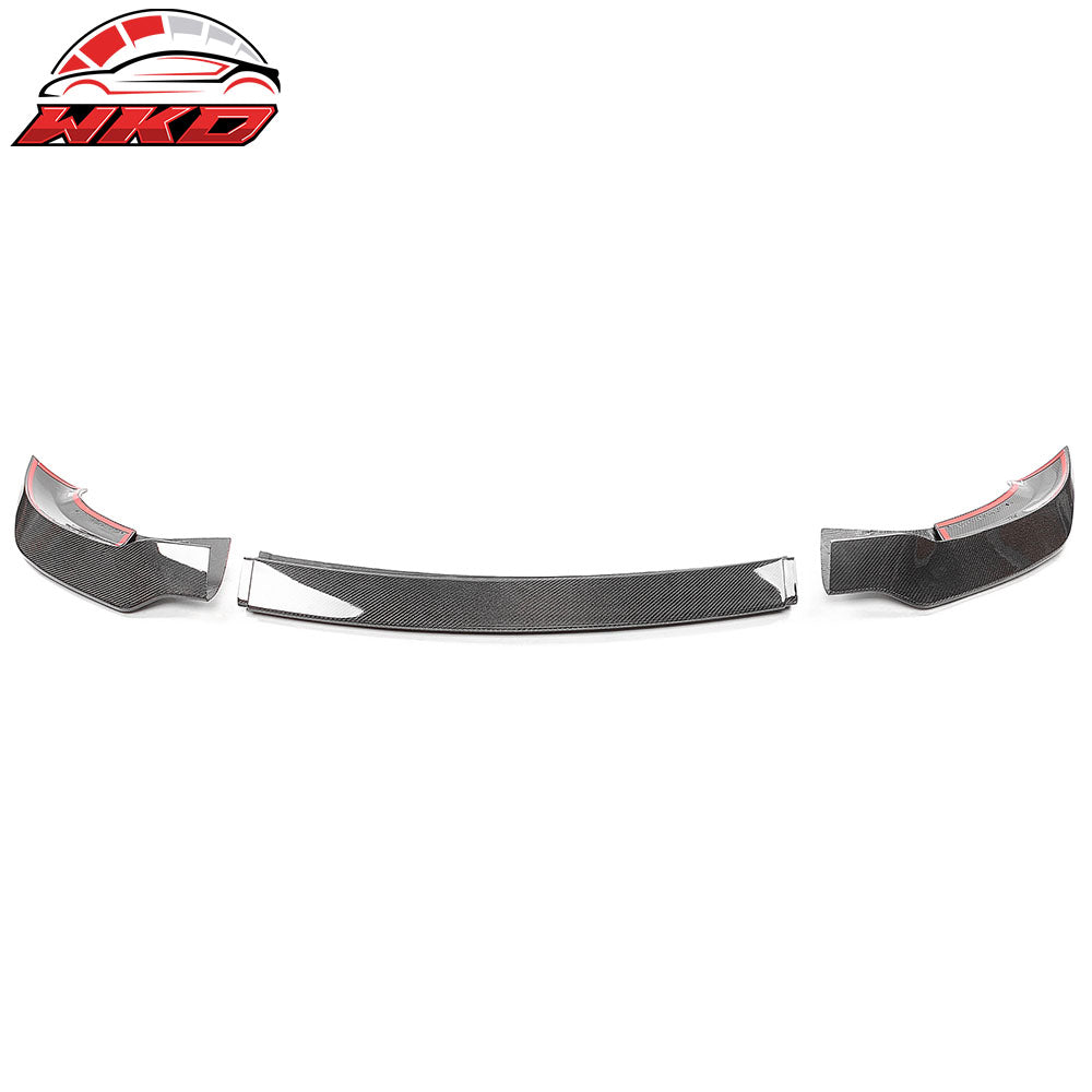 Fits 17-23 Tesla Model 3 Track Pack Gloss Black Carbon Fiber CF Front Bumper Lip