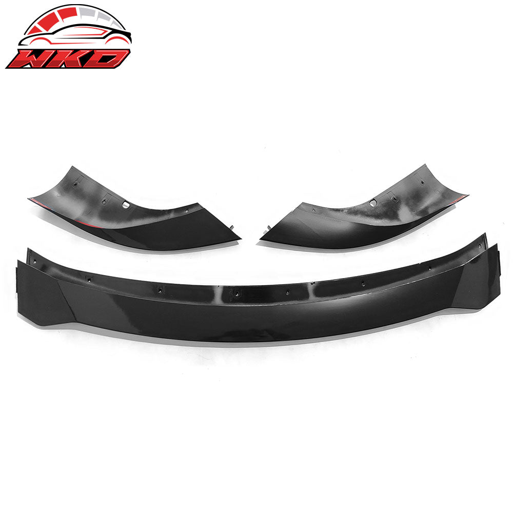 Fits 21-25 Tesla Model S Track Pack Style Front Bumper Lip Gloss Black 3PC Kit