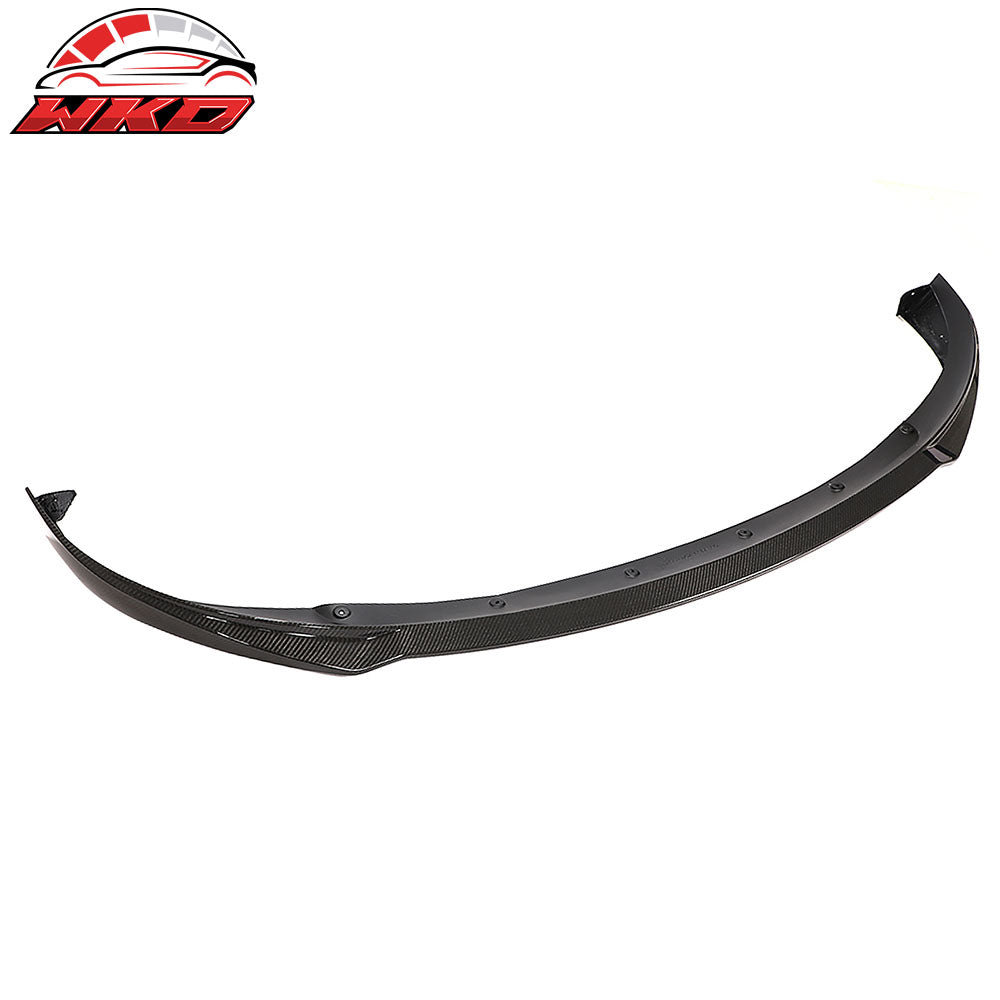 Fits 20-25 Tesla Model Y Front Bumper Lip IKON Style Carbon Fiber Chin Spoiler