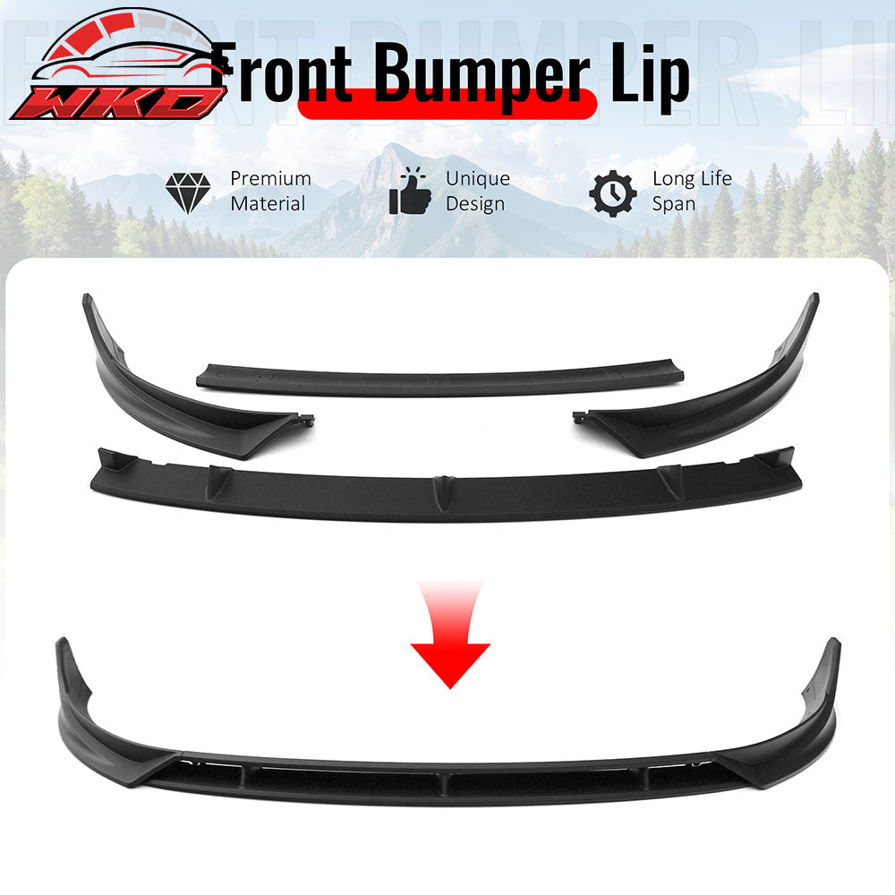 Fits 25-26 Tesla Model Y Juniper Front Bumper Lip 4PC Matte Black Car Spoiler
