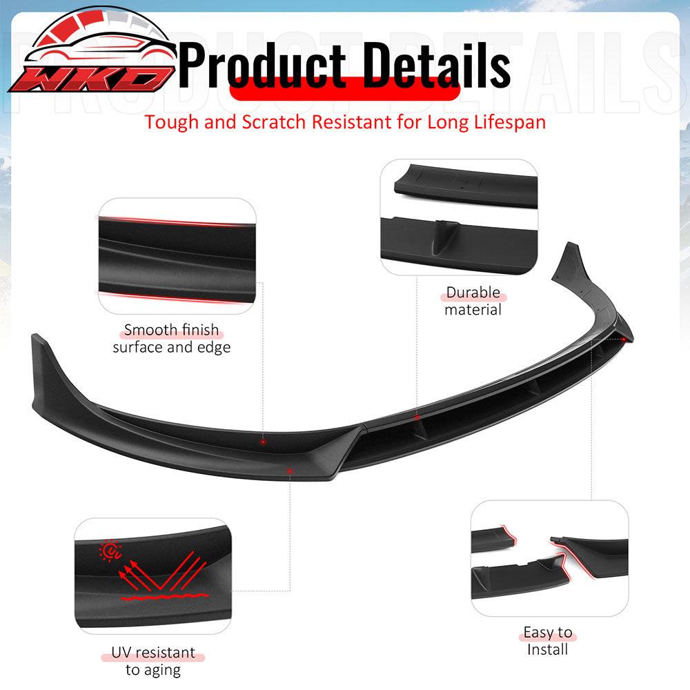 Fits 25-26 Tesla Model Y Juniper Front Bumper Lip 4PC Matte Black Car Spoiler