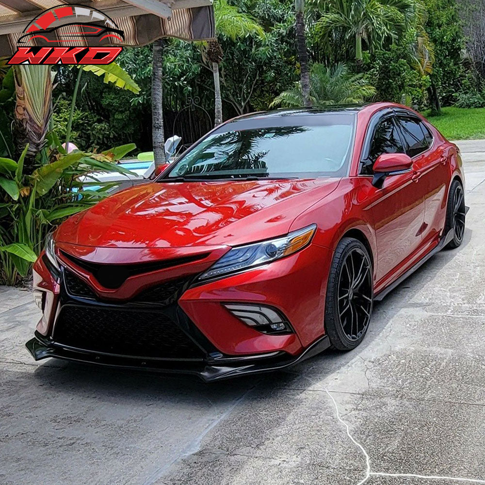 Fits 18-20 Toyota Camry SE XSE GT Style PU Front Bumper Lip Spoiler Unpainted