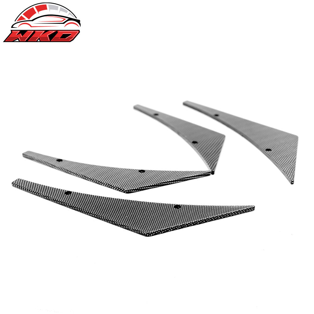 Universal Carbon Fiber Print Front Bumper Fin Canards Splitter Spats PU 4PCS Set