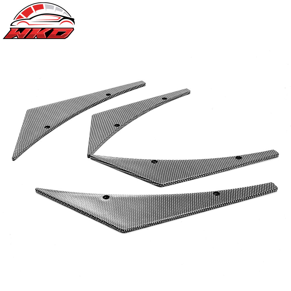 Universal Carbon Fiber Print Front Bumper Fin Canards Splitter Spats PU 4PCS Set