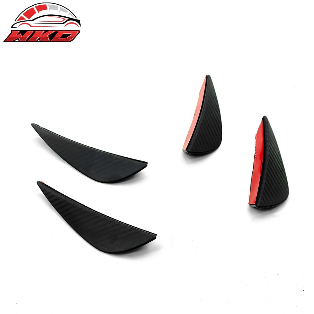 Wholesale Universal Fitment Black Carbon Fiber Print Front Bumper Lip Splitter Canards Fin Default Title - Wikond Auto