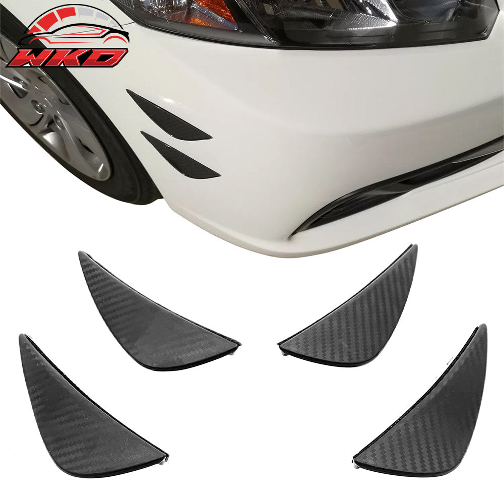 Universal Fitment Black Carbon Fiber Print Front Bumper Lip Splitter Canards Fin