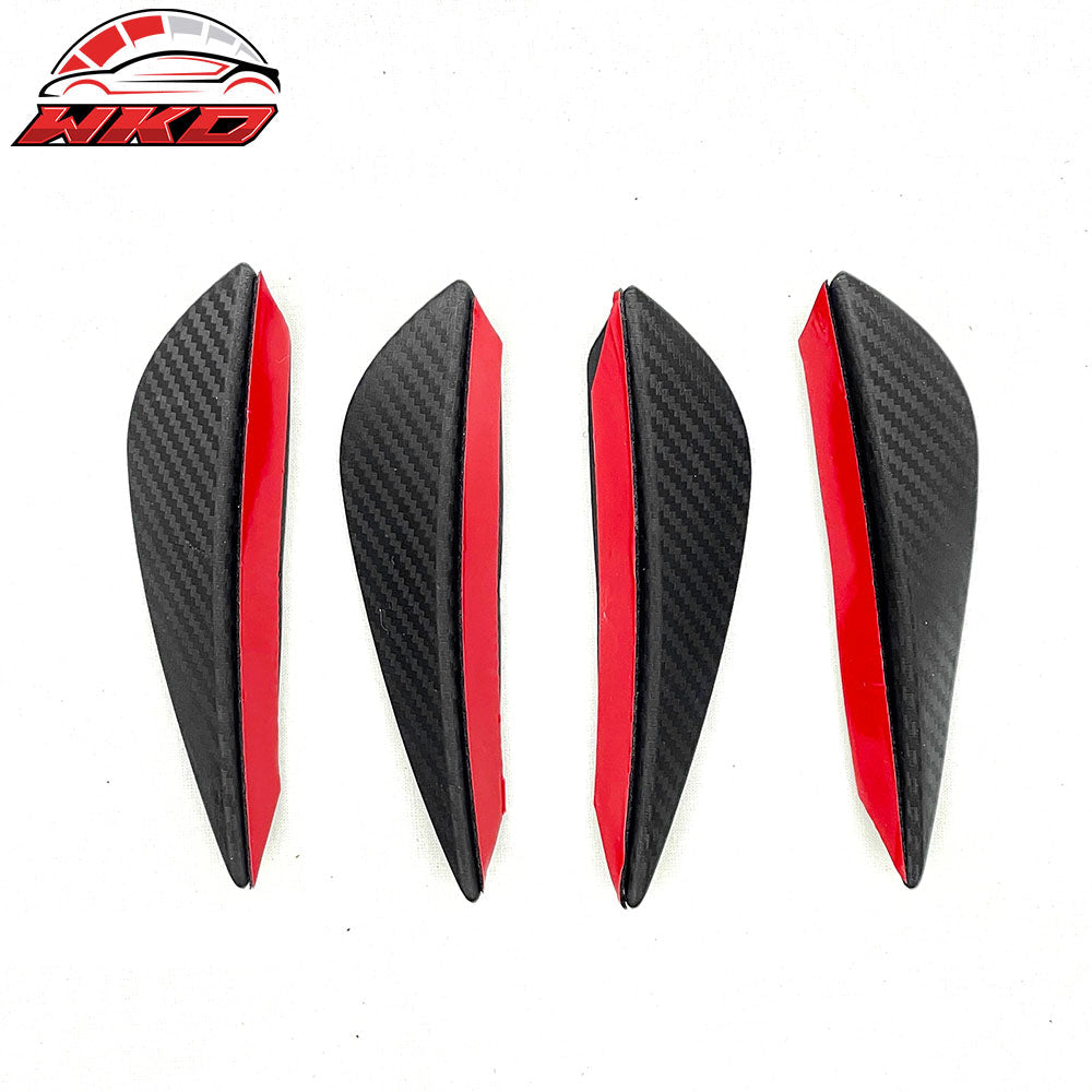 Universal Fitment Black Carbon Fiber Print Front Bumper Lip Splitter Canards Fin