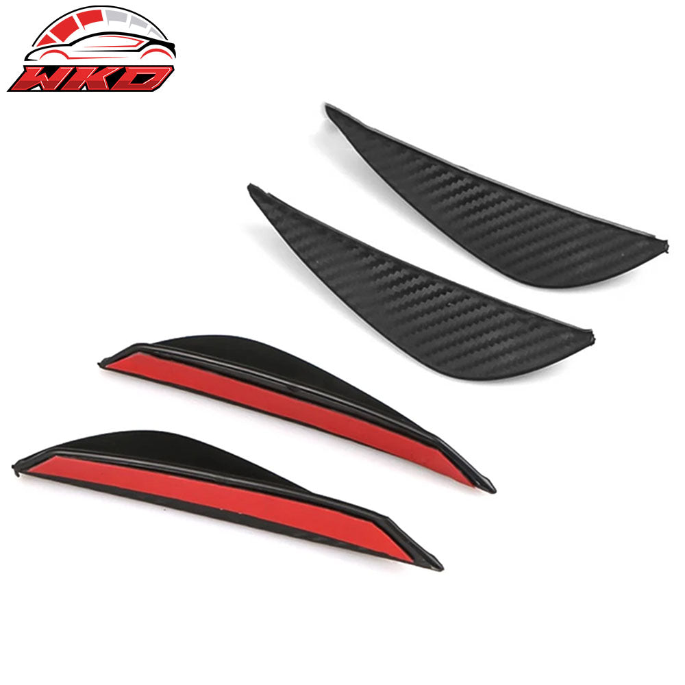 Universal Fitment Black Carbon Fiber Print Front Bumper Lip Splitter Canards Fin