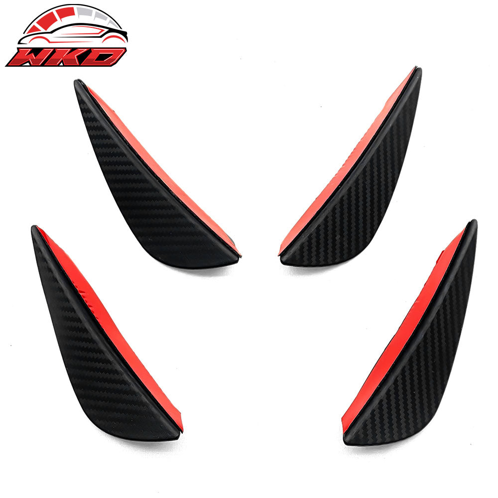 Universal Fitment Black Carbon Fiber Print Front Bumper Lip Splitter Canards Fin