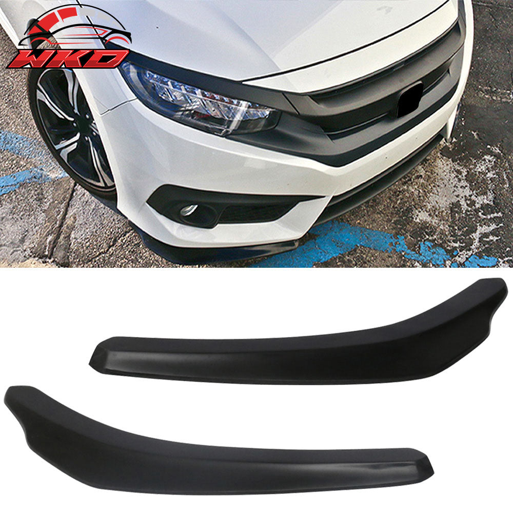 Fits 16-18 Honda Civic 2PCS Front Bumper Lip Spoiler Chin Splitters Unpainted PP