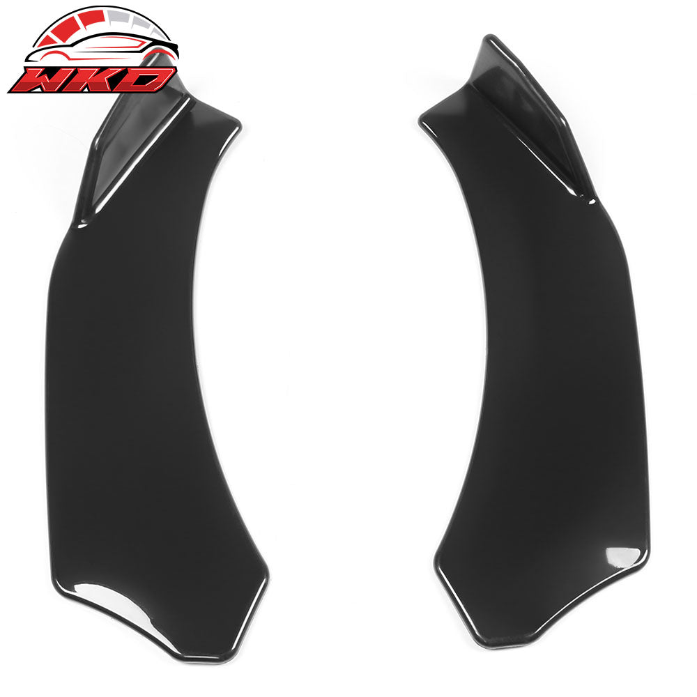 Universal Front Bumper Lip Body Protector Splitter Gloss Black 2PC