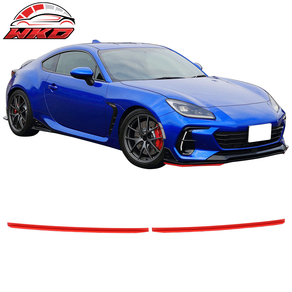 Fits 22-25 Subaru BRZ STI Style Red Front Bumper Lip Splitter Protector EPDM 2PC