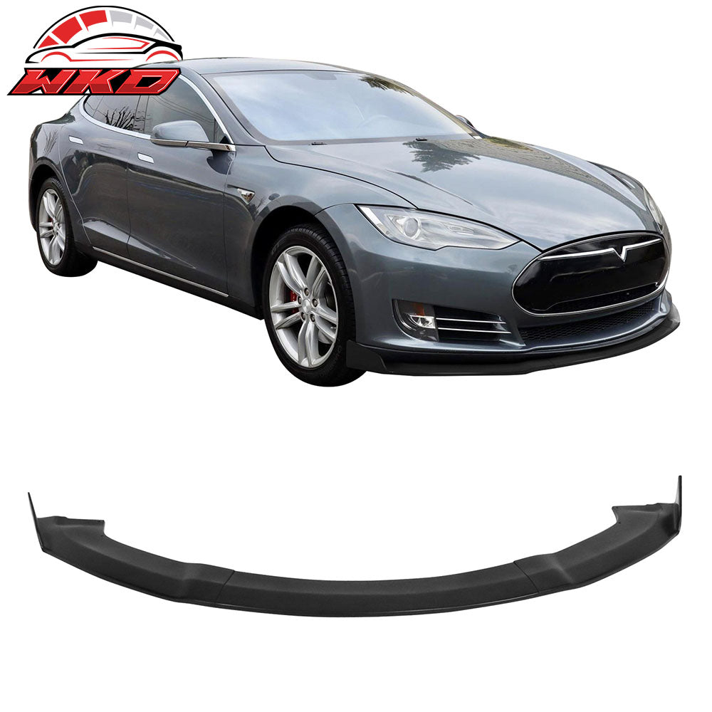 Fits 12-16 Tesla Model S Sedan IKON Style Front Bumper Lip Spoiler Unpainted 3PC