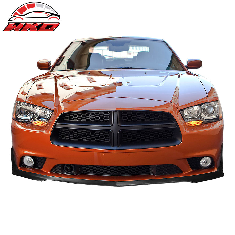 Fit 11-14 Dodge Charger RA Style Front Bumper Lip Splitter Corner Winglet PU 2PC