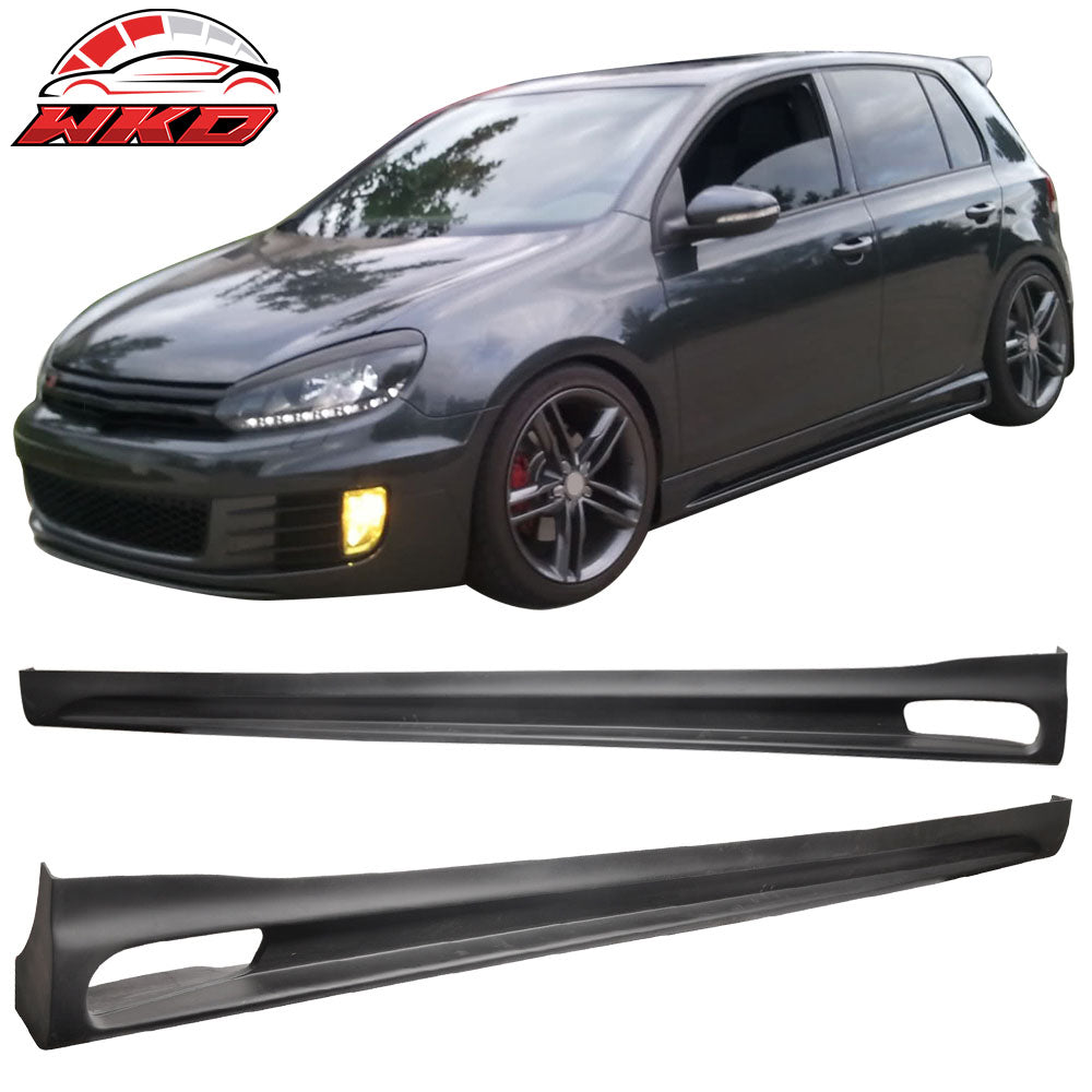 Fits 10-14 Volkswagen VW Golf RG Style Front Bumper Lip + 2PCS Side Skirts PU