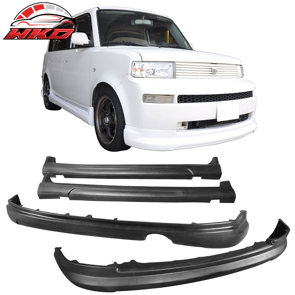 Fits 03-07 Scion xB Front+Rear Bumper Lip Spoiler +Side Skirts PU K-Style Wagon