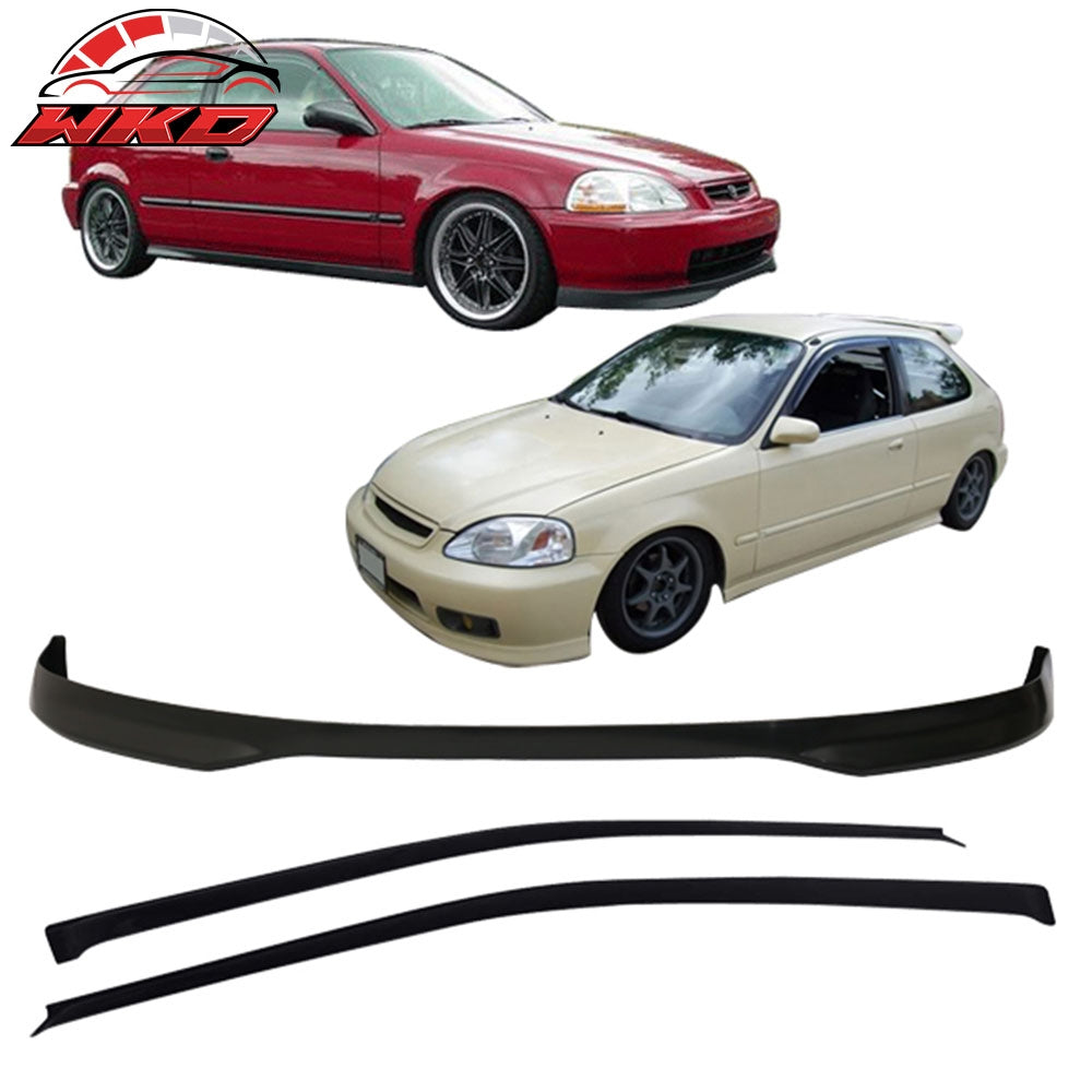Fits 96-98 Honda Civic Hatchback Type R Front Bumper Lip PP + 2PCS Window Visors