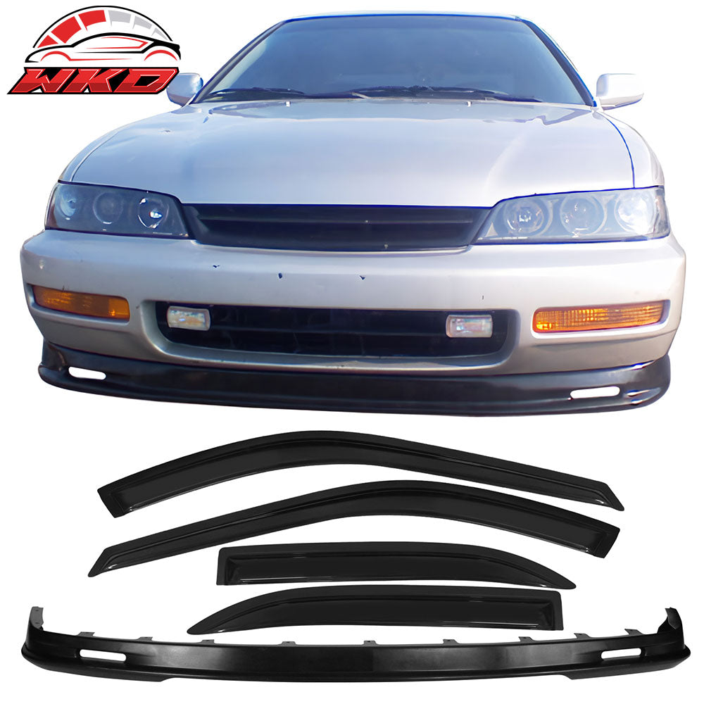 Fits 96-97 Honda Accord 4Dr Mugen Style Front Bumper Lip + Sun Window Visor