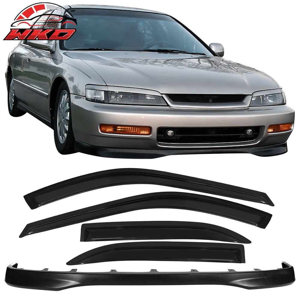 Fits 96-97 Honda Accord 4Dr TR Style Front Bumper Lip + Sun Window Visor