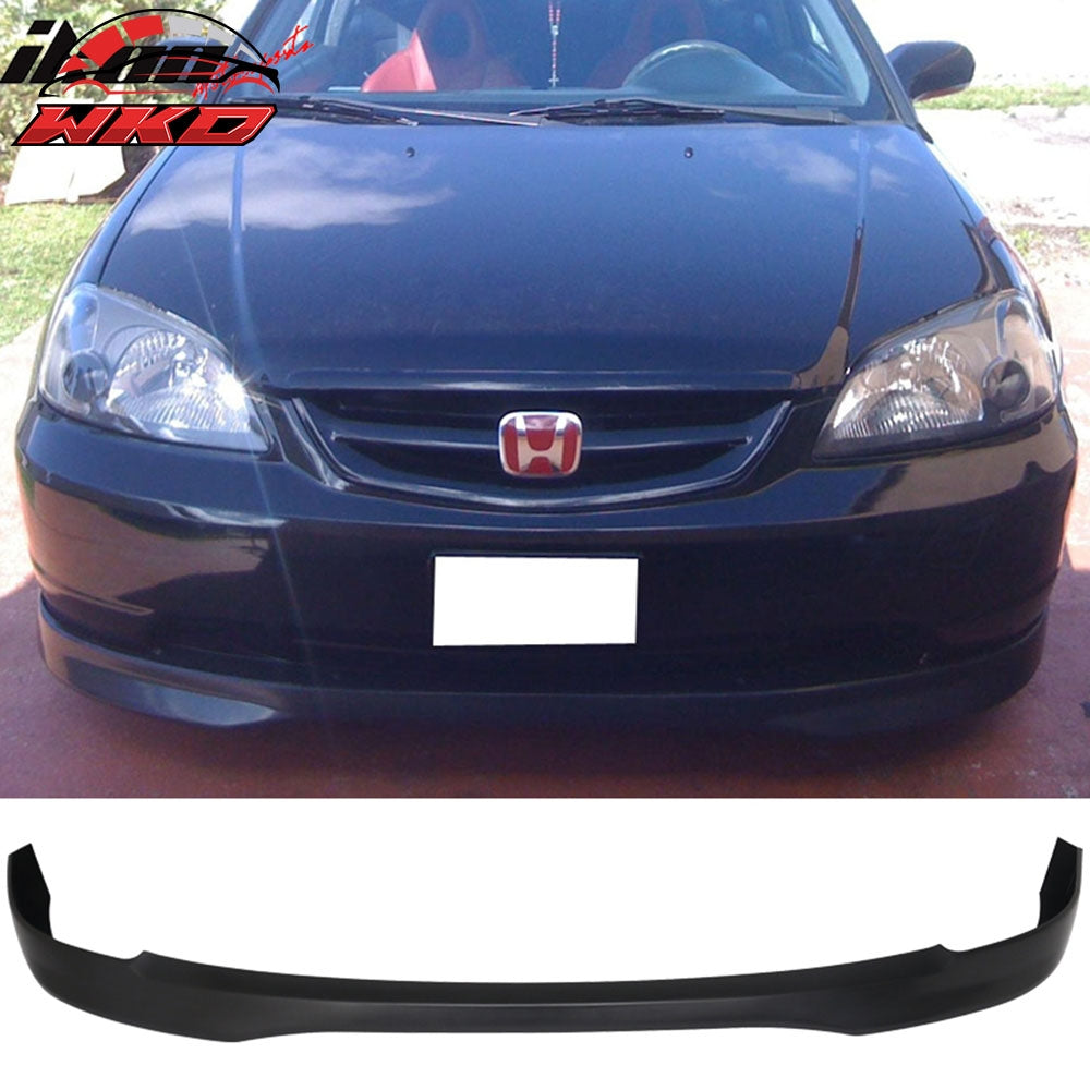 Fits 01-03 Honda Civic 4DR TR Style Front Bumper Lip Spoiler + Rear Diffuser Kit