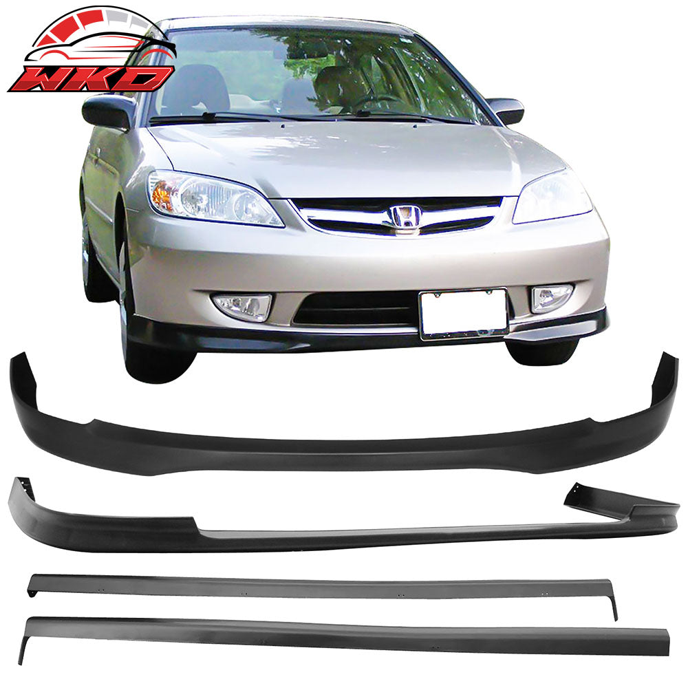 Fit 01-03 Honda Civic TR Style PP Front + Rear Bumper Lip + RS Style Side Skirts