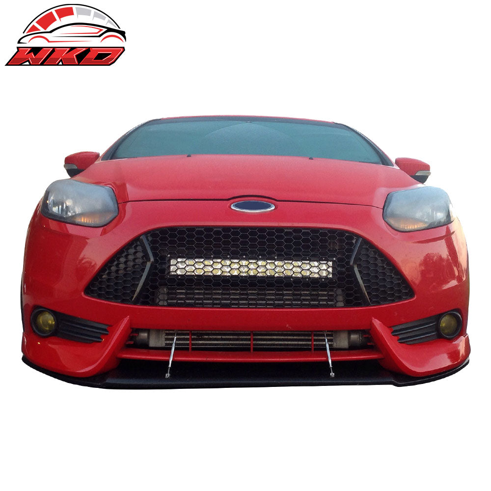 Fits 13-14 Ford Focus ST Front Splitter Lip With Rods & Hardware Matte Black PP