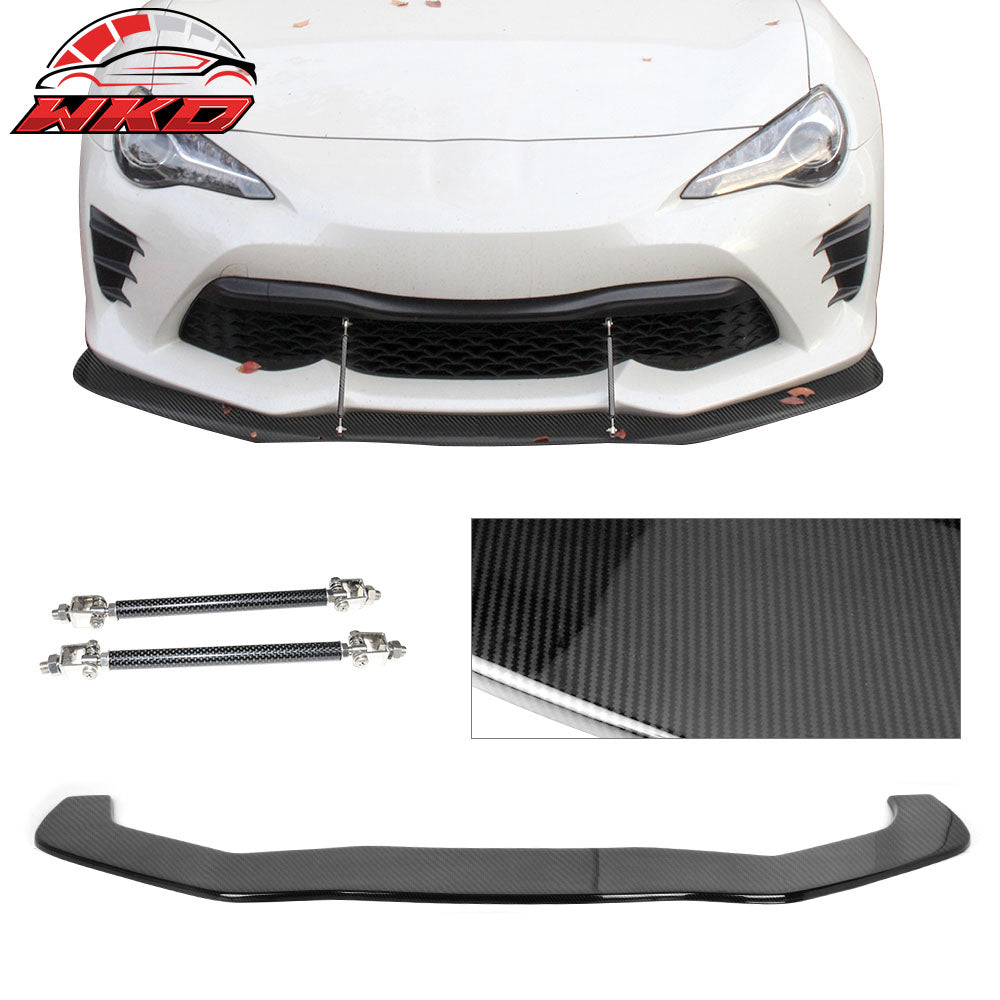 Fits 13-20 Scion FR-S Toyota 86 Front Bumper Lip + Strut Rod Carbon Fiber Print
