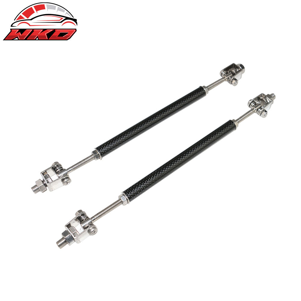 Fit 18-19 Toyota CHR Front Bumper Lip + Adjustable Strut Rods Carbon Fiber Print