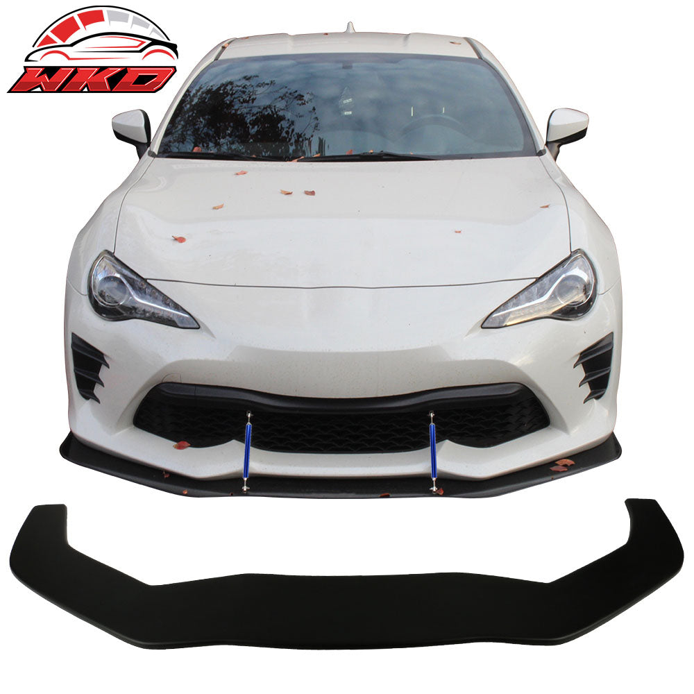 Fits 13-20 Toyota 86 Front Splitter w/ Hardware Matte Black - PP & Blue Rods