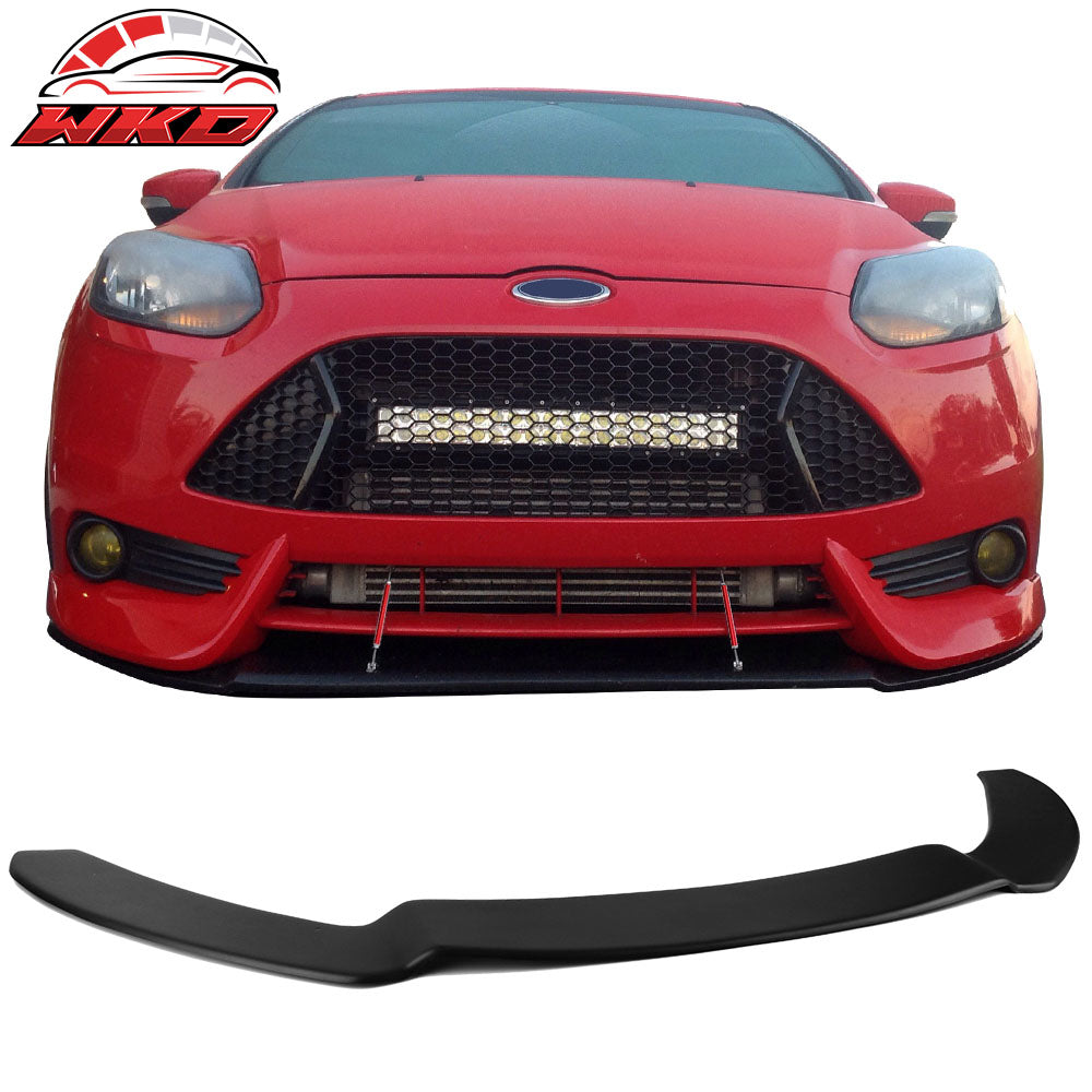 Fits 13-14 Ford Focus Front Splitter Lip Replacement Matte Black PP & Red Rods